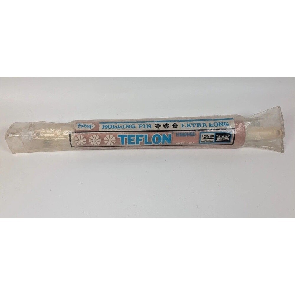 Vintage Foley Extra Long Teflon Finished Rolling Pin Pink Nonstick Baking Tool